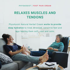 PhysAssist foot cream glycerin jojoba oil texture emphasizes smooth, non-greasy absorption.