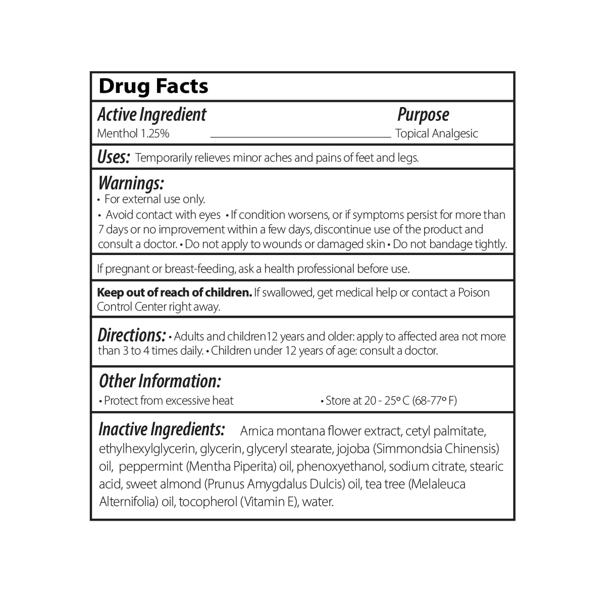 PhysAssist foot cream ingredients-label close-up prioritizes natural oils and extracts.