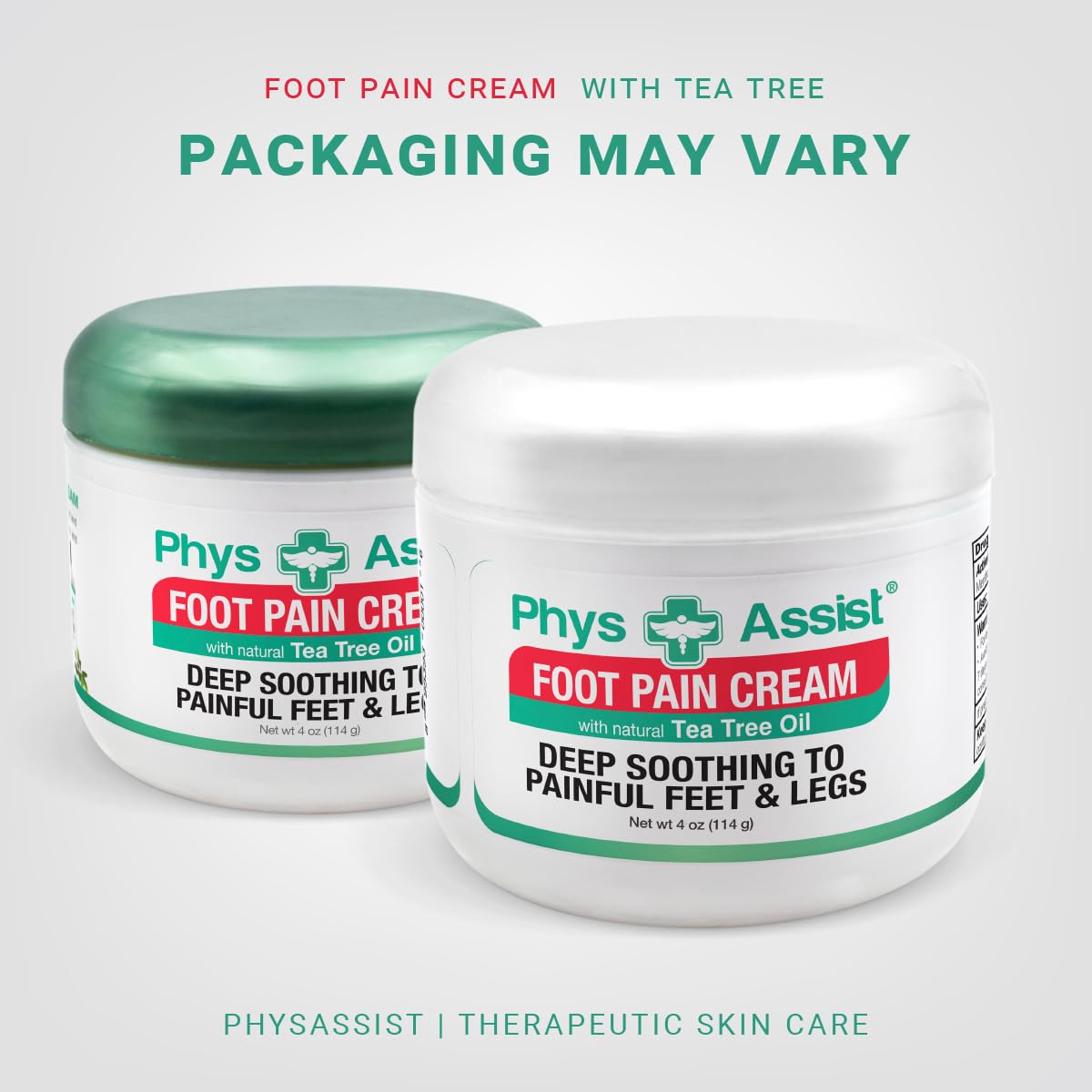 PhysAssist foot cream peppermint coolness on the skin aids a revitalizing feel.