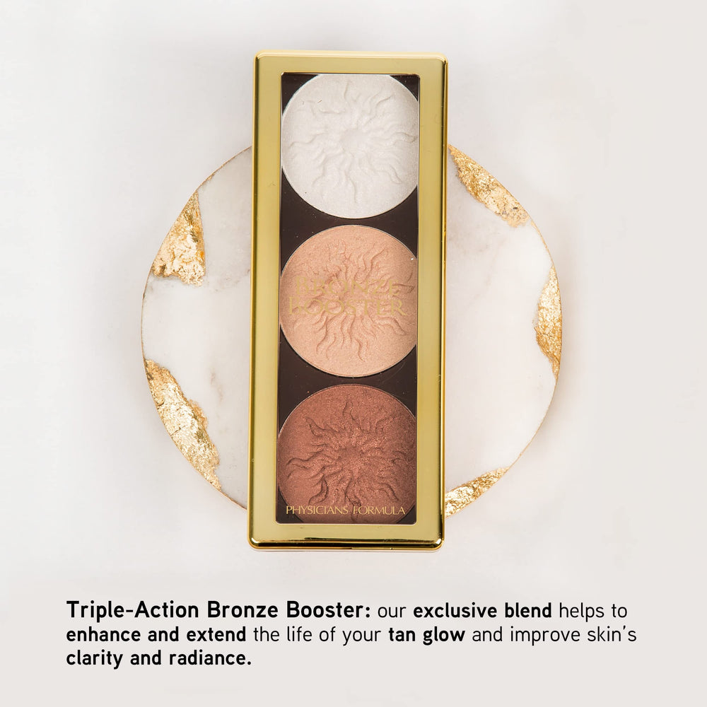 Physicians Formula Bronze Booster palette on cheek for buildable glow.