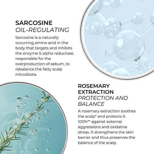 PHYTO oil-absorbing shampoo foam closeup showing quick sebum control.