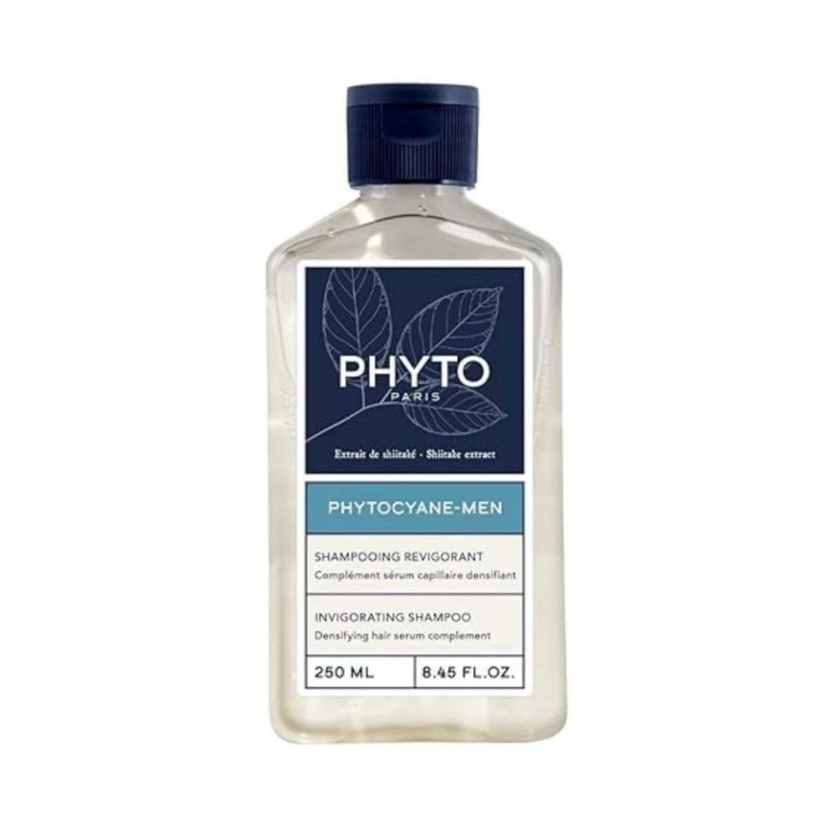 PHYTO Phytocyane Men Invigorating Shampoo bottle on shelf for refreshed scalp