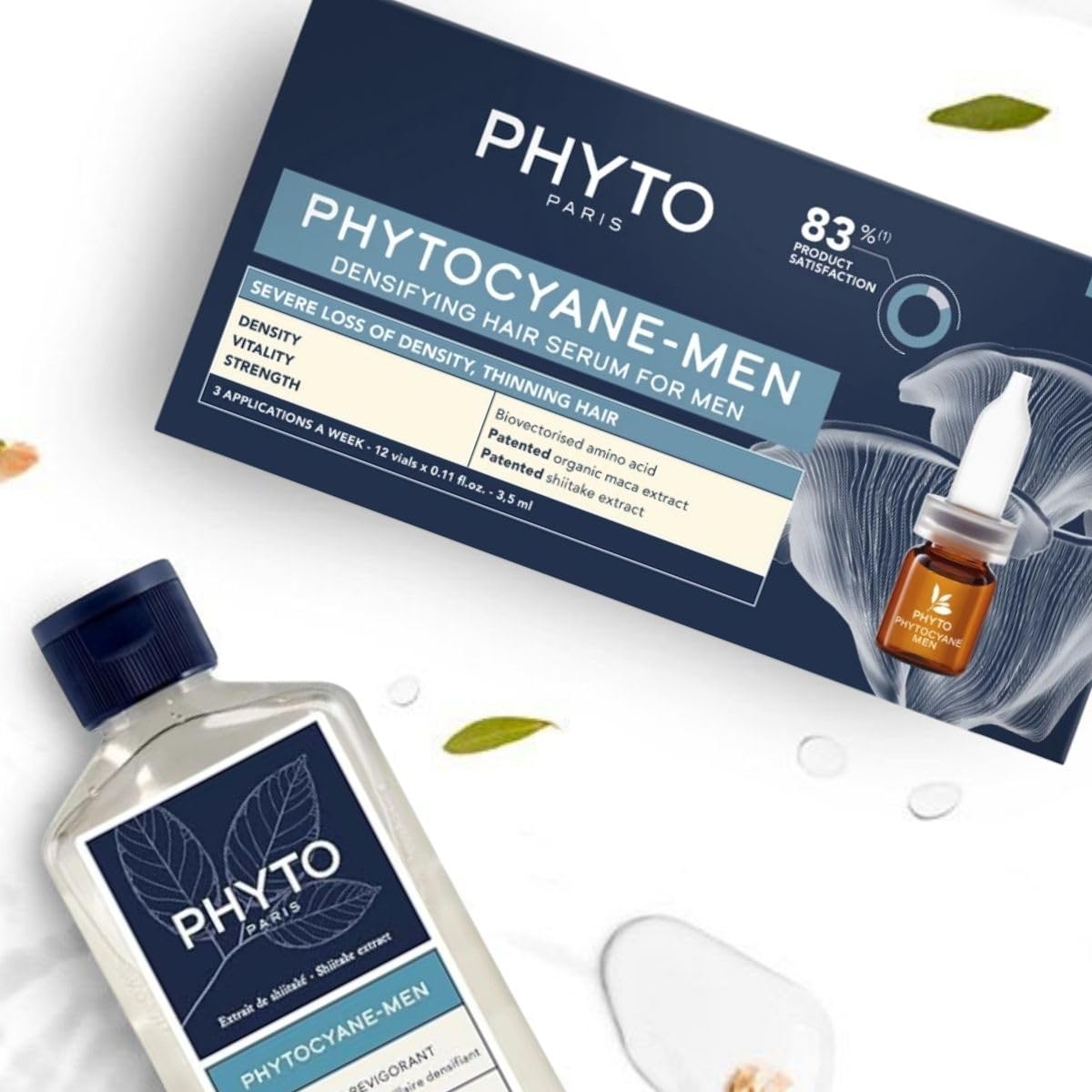 PHYTO Phytocyane Men bottle under running water for cleansing and scalp refresh