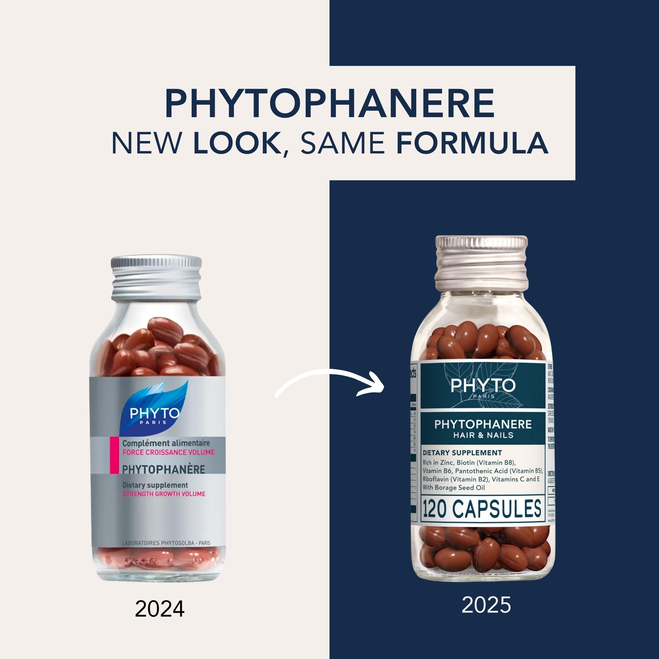 PHYTO Phytophanère hair thickness close-up suggests fuller, shinier strands.