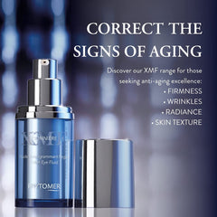 Phytomer Pionnière XMF Reset Eye Cream on fingertip showing light emulsion.