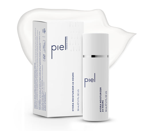 Piel by Miguelina Calderon Hydra Moisturizer bottle close-up highlighting lightweight hydration.