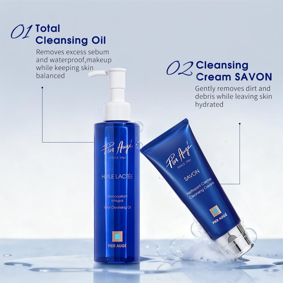 Pier Auge Cleansing Oil ingredients macro shot highlights macadamia apricot sunflower oils.