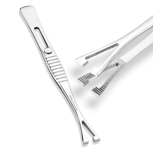 Pierced Owl Pennington slotted tweezer with sliding lock for precise grip during piercing prep