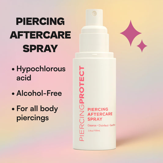 Piercing Protect HOCl formula close-up highlighting clean ingredients.