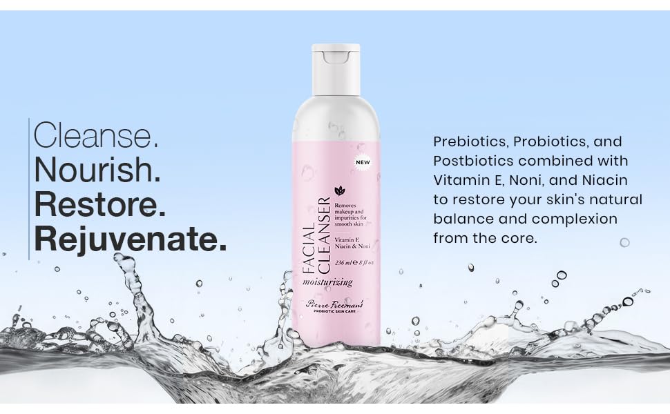 Vitamin E, Niacin, and Noni ingredients in Pierre Freeman's cleanser for skin nourishment