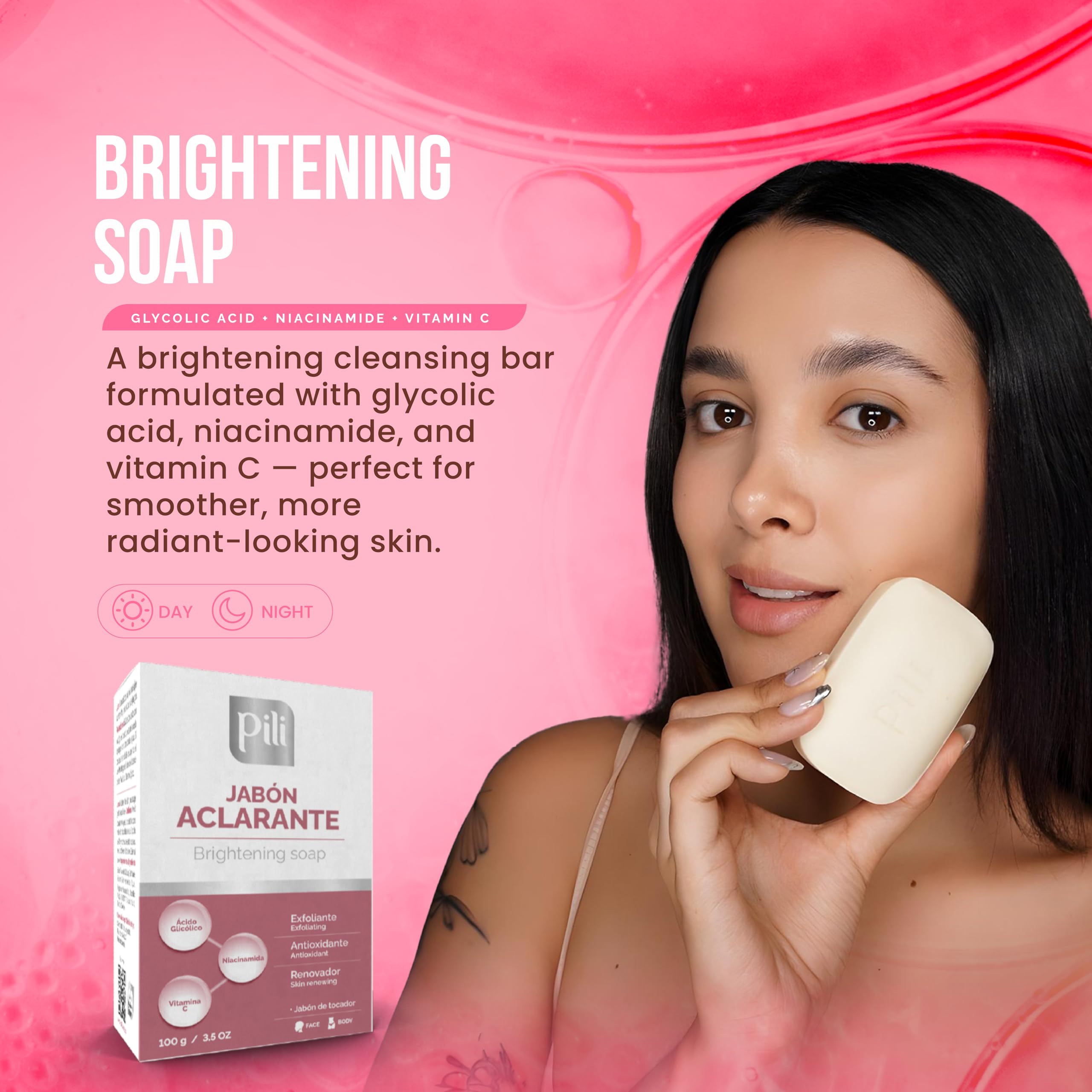 Pili Natural soap lather forms creamy foam on skin.