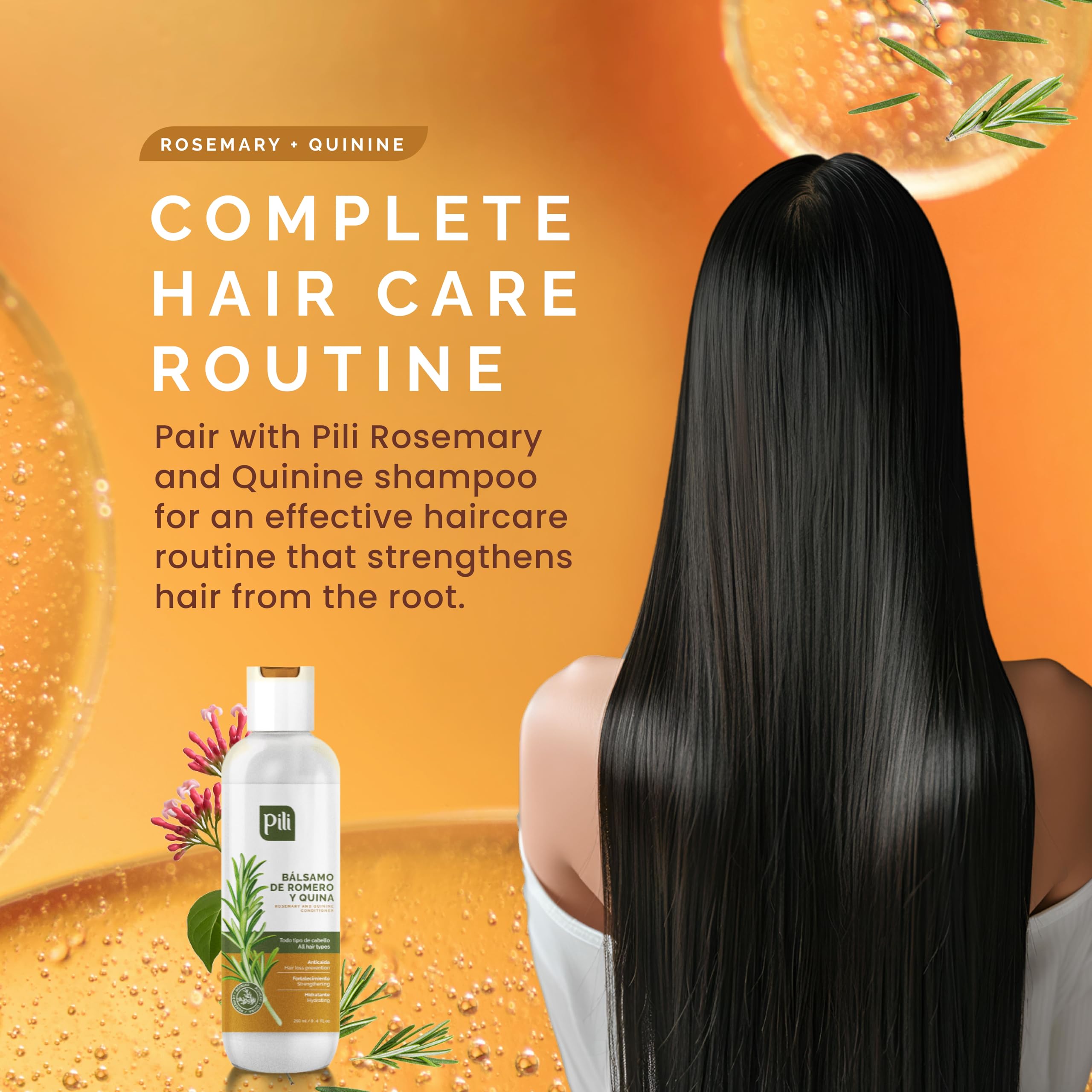 Pili Natural hair follicle strengthening formula closeup.