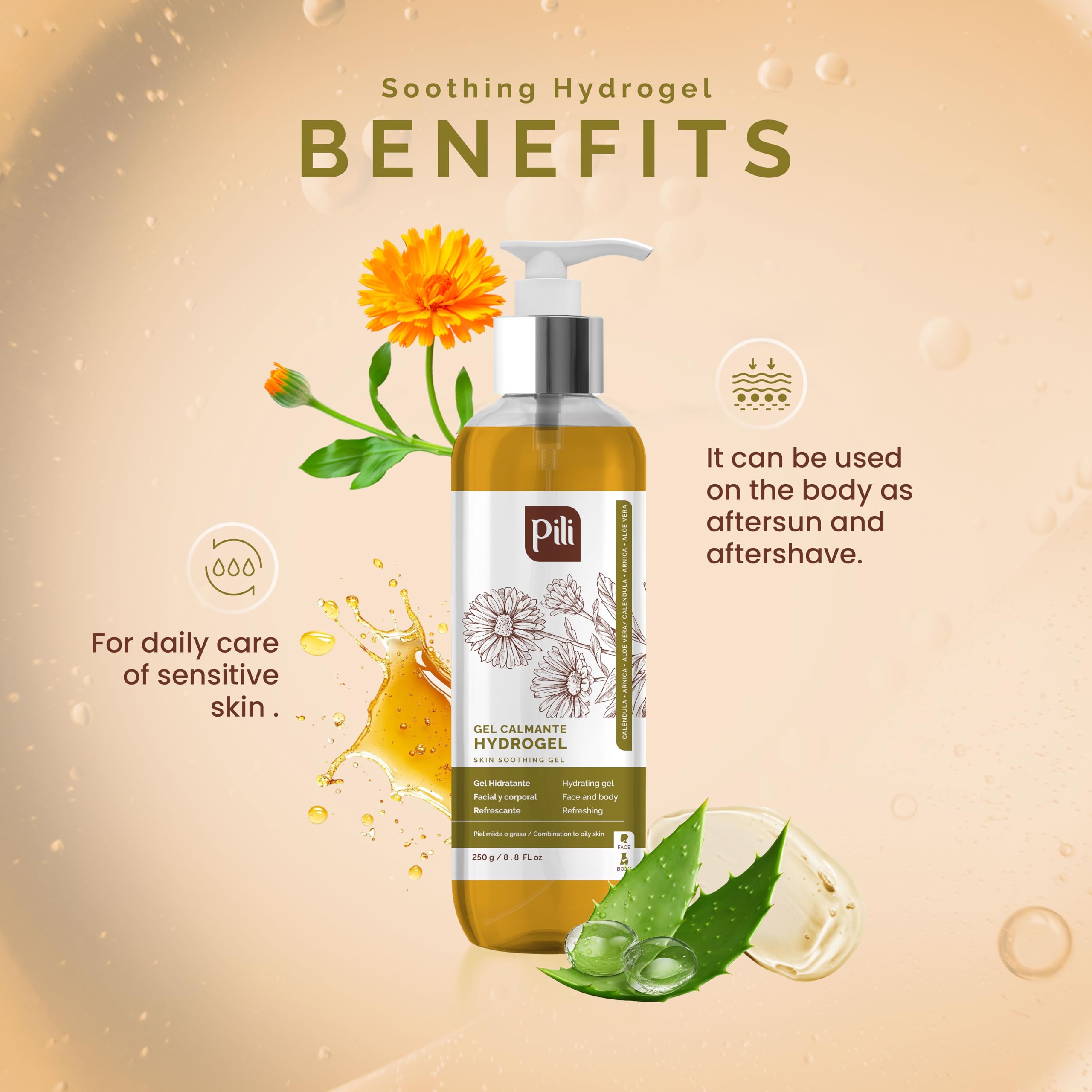 Pili Natural Hydrogel after wax or shave soothing calm skin