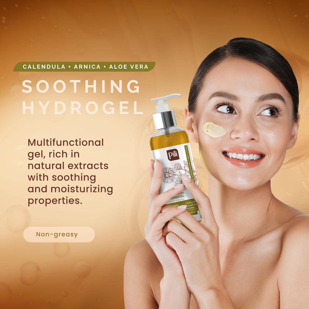 Pili Natural Hydrogel calendula arnica ingredients on label for soothing skin