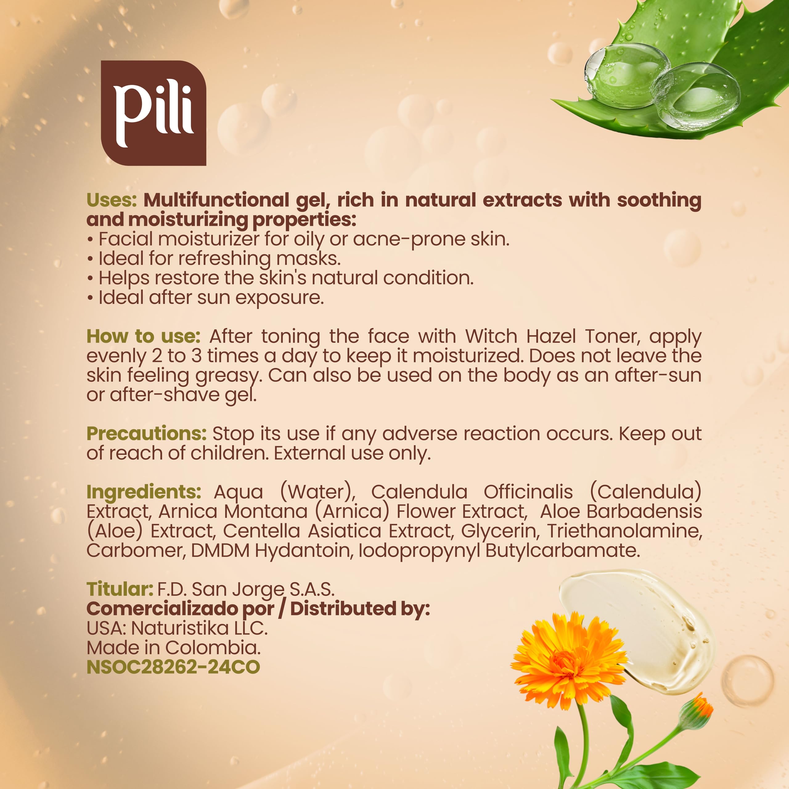 Pili Natural Hydrogel free parabens alcohol dyes for gentle care