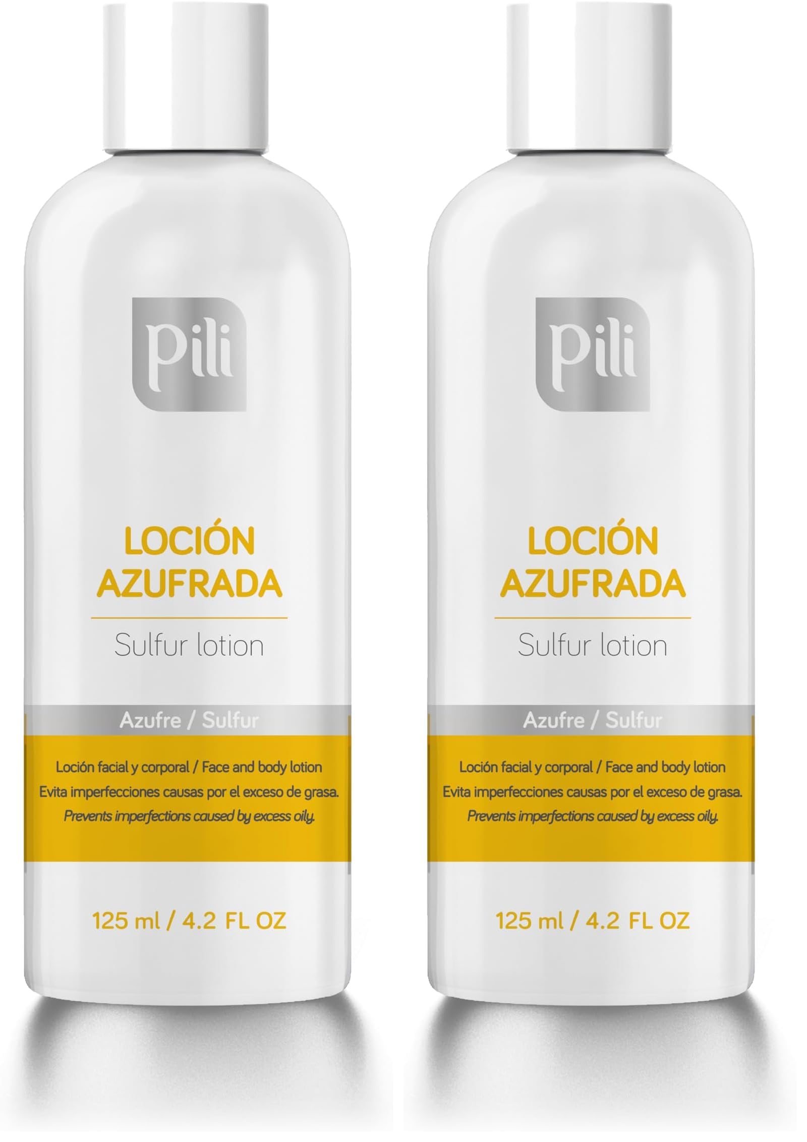 Pili Natural Pili Sulfur Lotion bottle front for oil control.
