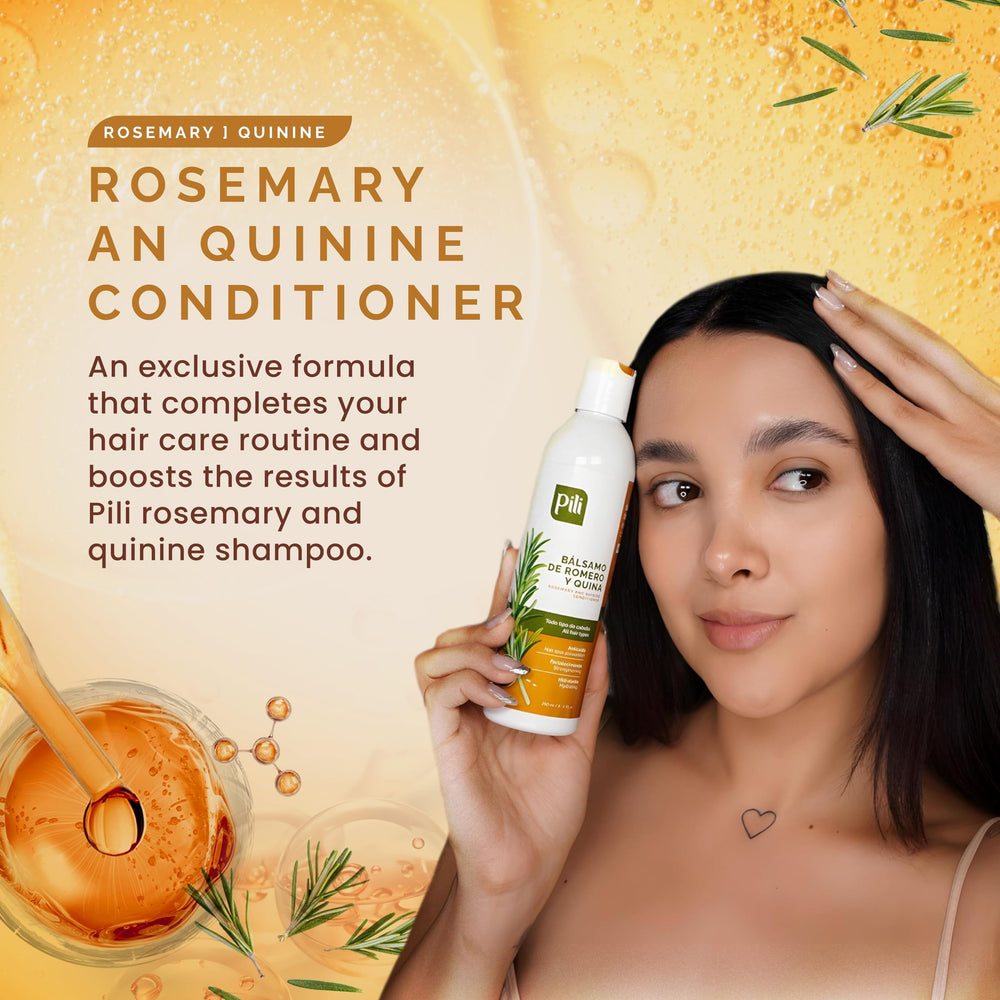 Pili Natural Rosemary Quinine extract closeup emphasizing herbal formulation benefits.