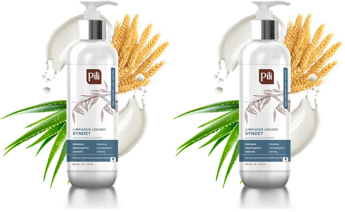 Pili Natural Syndet bottle front showing hypoallergenic cleanser for sensitive skin