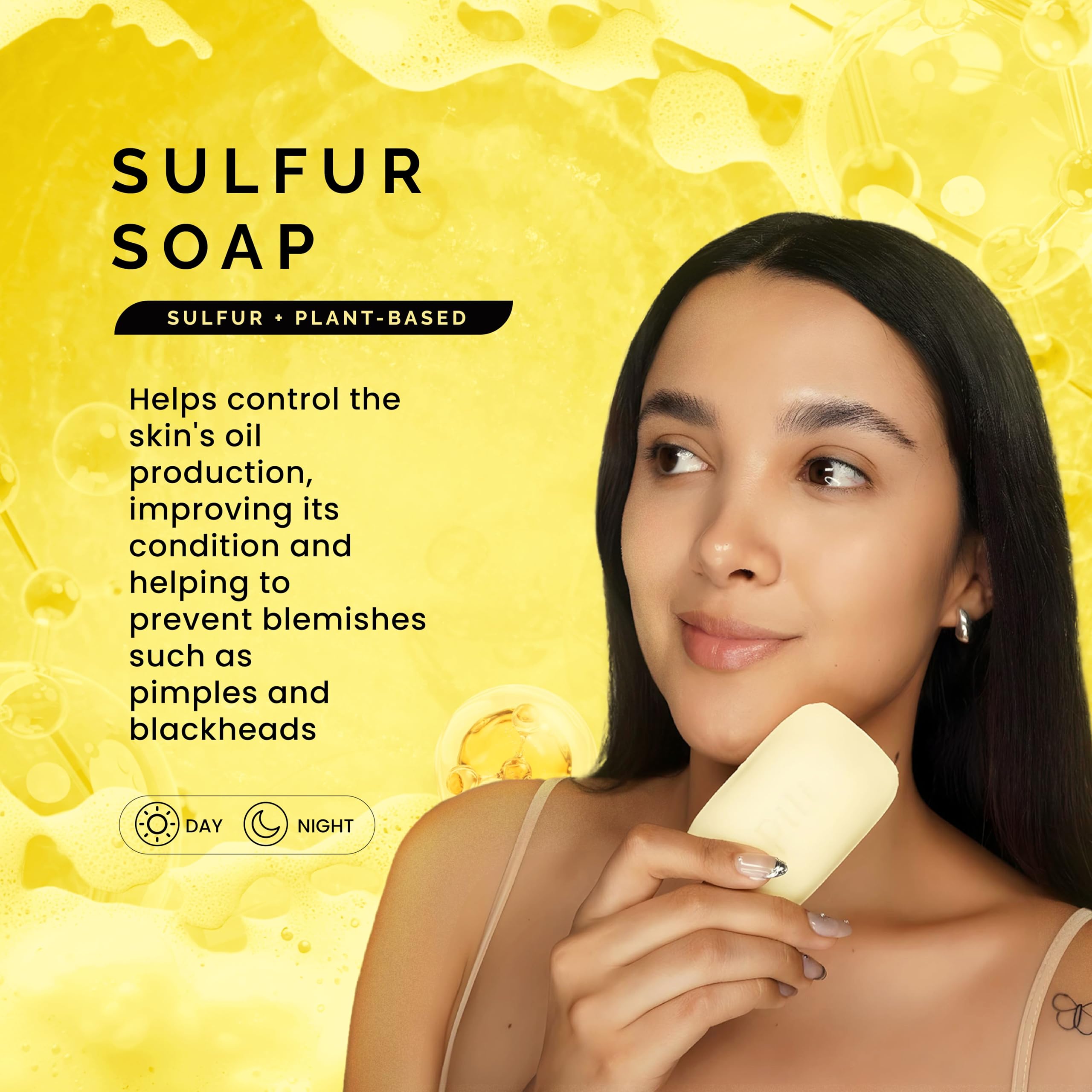 Pili Natural sulfur soap bar front view showing clean texture for balance