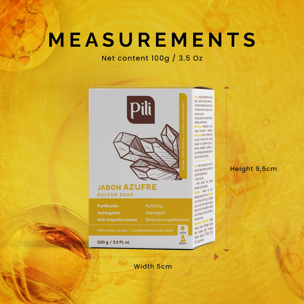 Pili Natural sulfur soap label closeup emphasizing simple ingredients