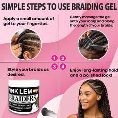 PINK LEMON Braiding Gel finish high shine on braided styles