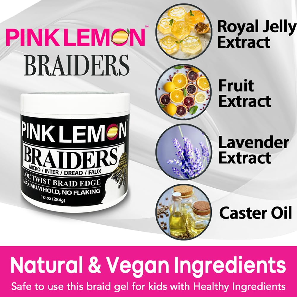 PINK LEMON Braiding Gel hair application closeup shows smooth distribution and no flaking