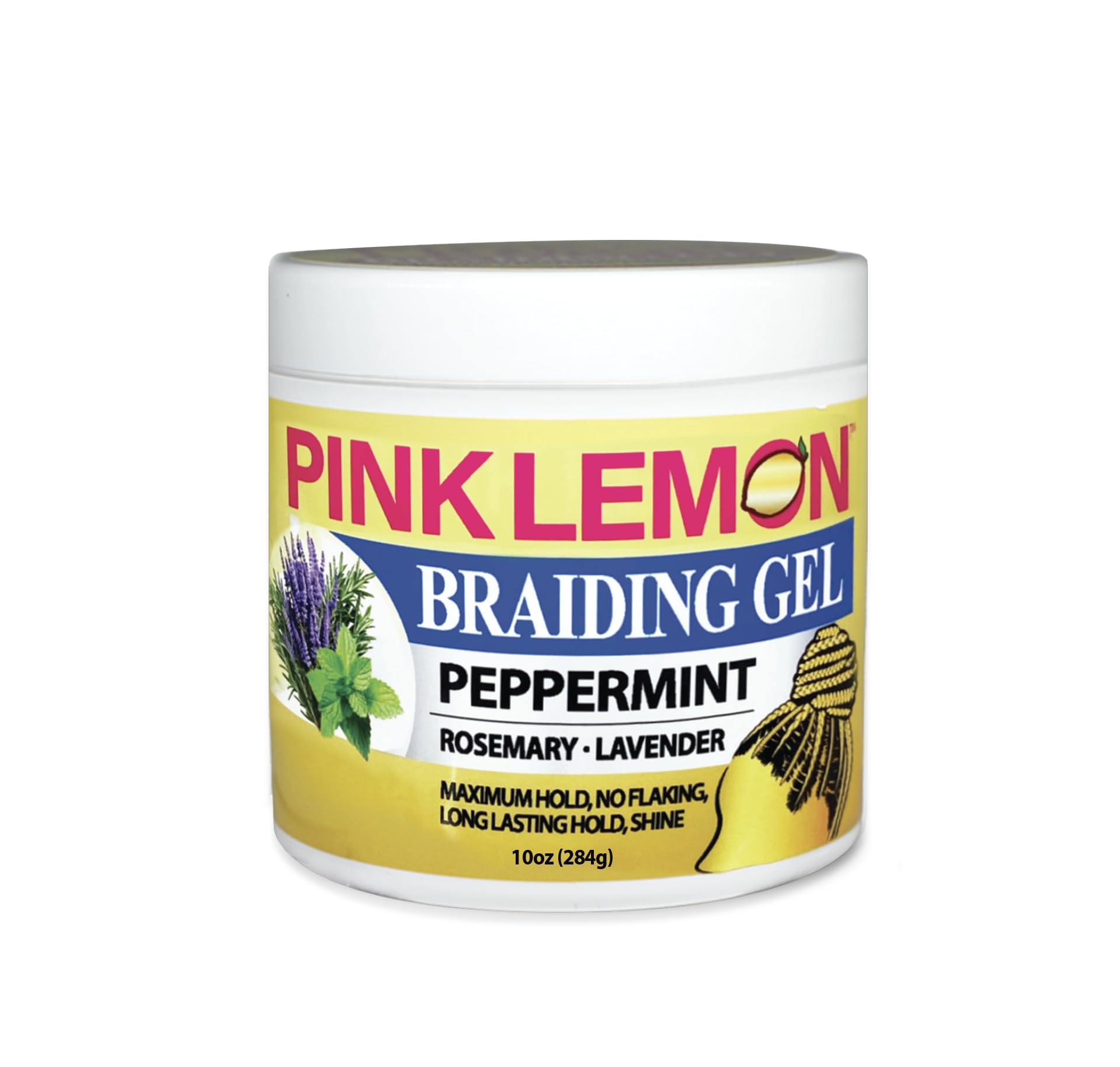Pink Lemon Peppermint braiding gel bottle pour shows quick hold and refreshing scent