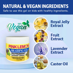 Hair twists held in place by Pink Lemon Peppermint gel for long-lasting shine
