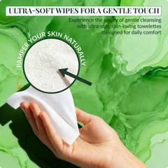Pink Sky makeup remover wipes glide gently, removing waterproof makeup.