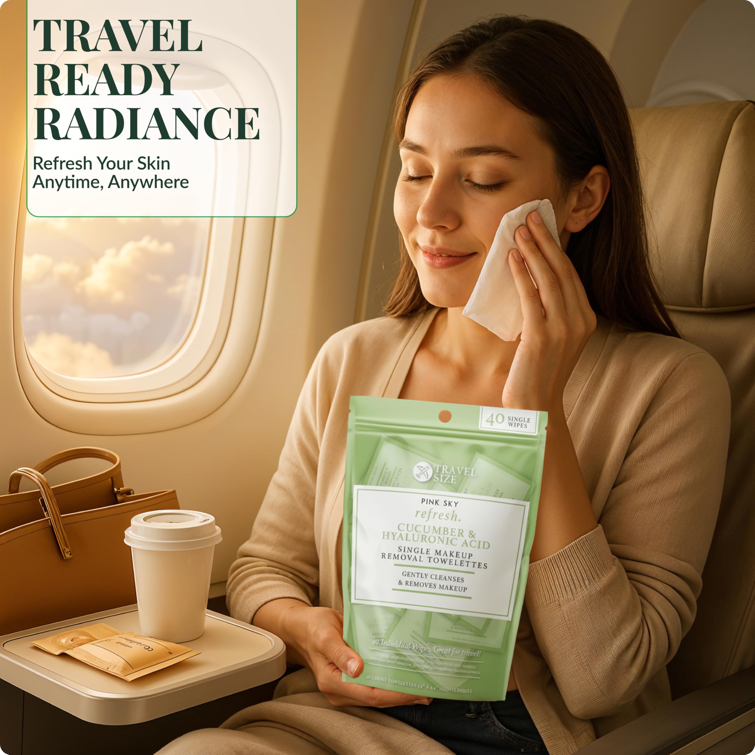 Pink Sky wipes suitable for sensitive skin with cucumber calming effect.