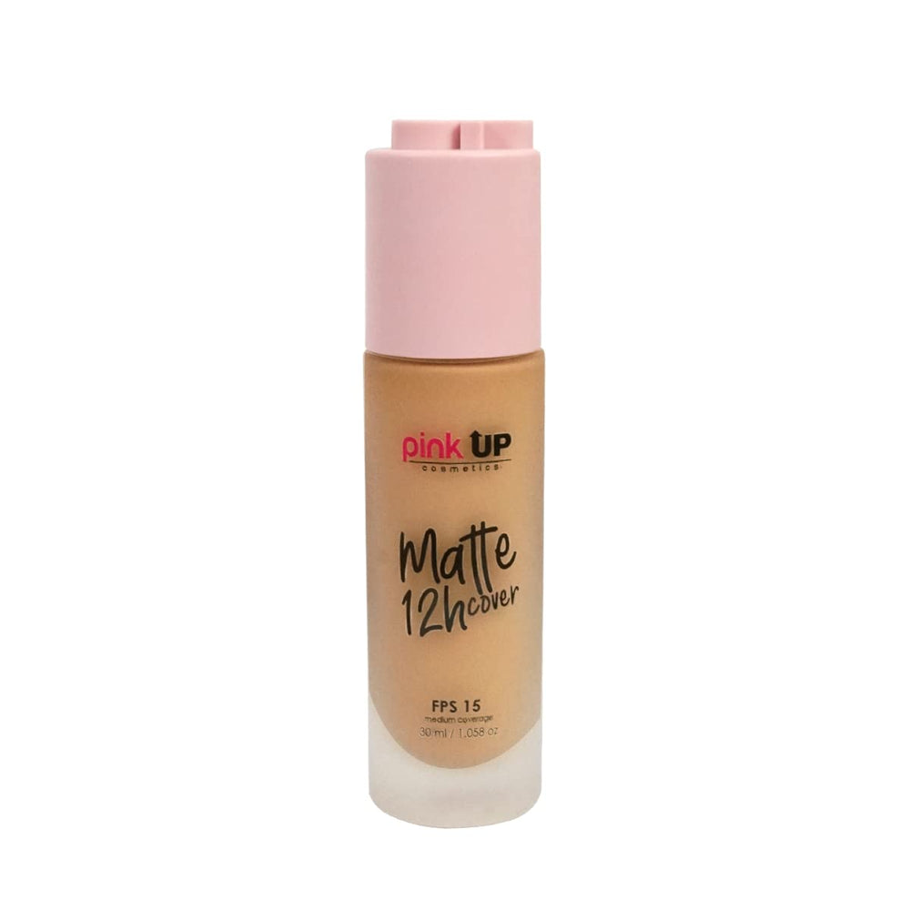 Pink Up Matte Cover bottle with pump for easy, long-lasting foundation application