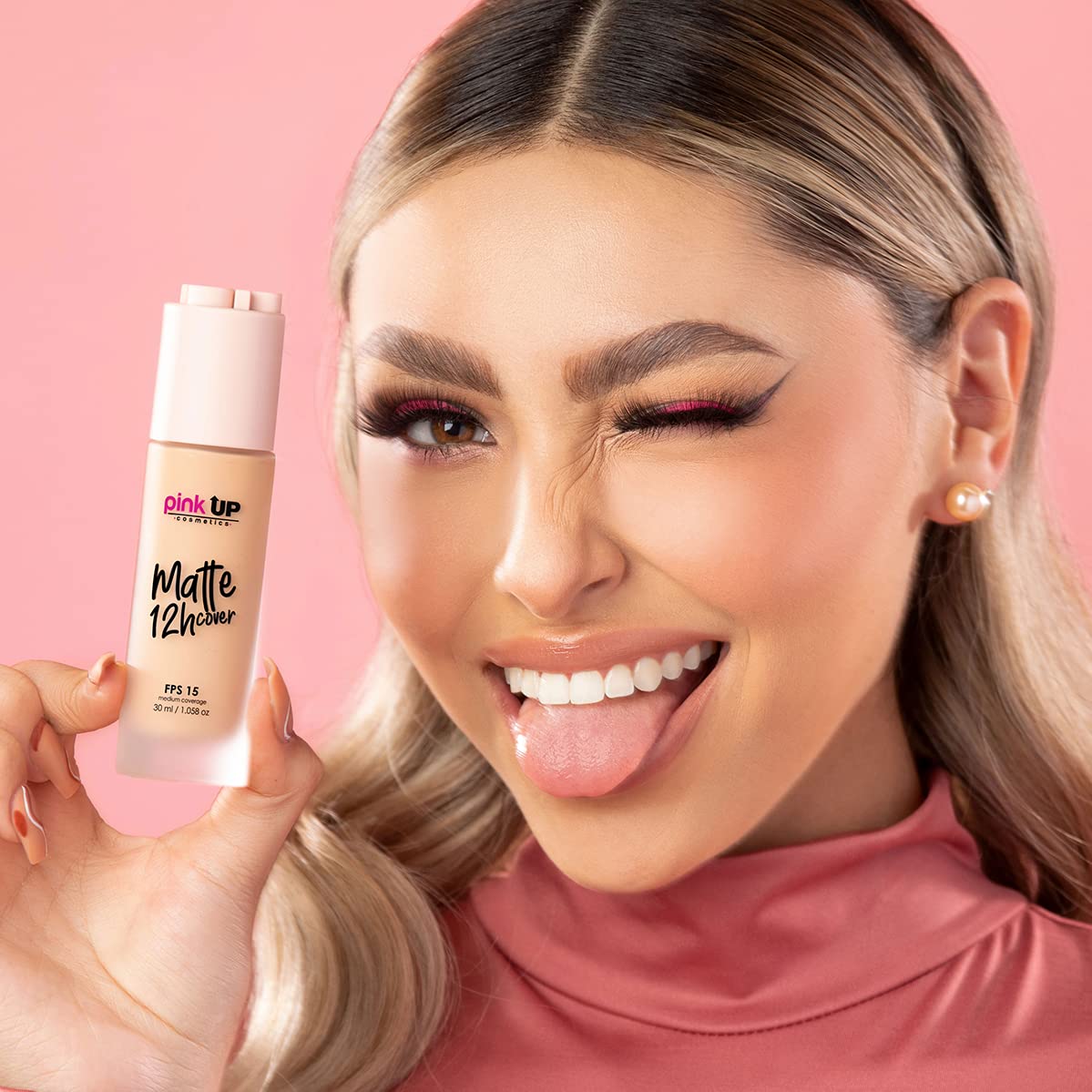 Tan shade of Pink Up Matte Cover highlighting warmer undertones