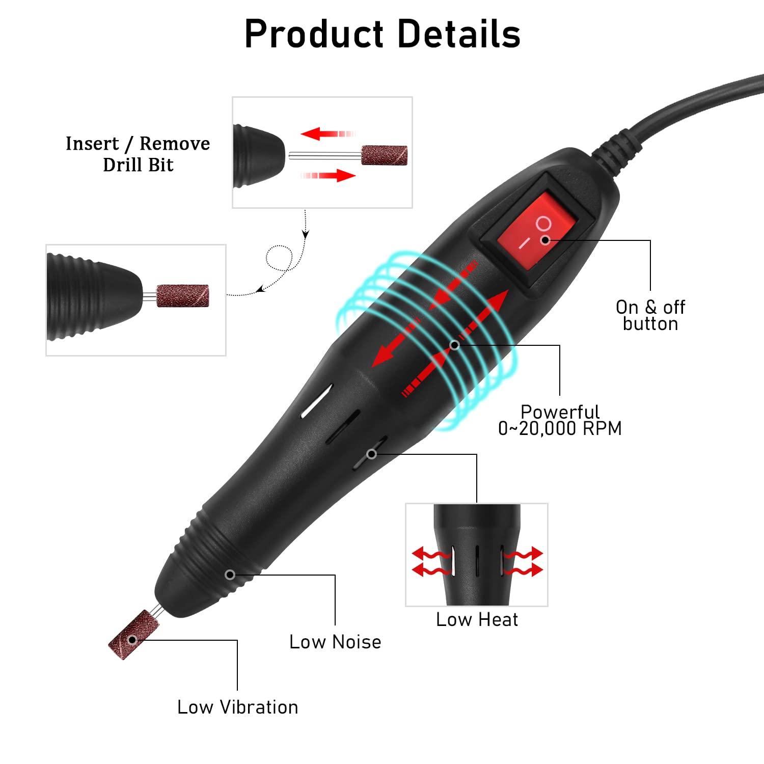 Pinkiou nail drill bits types array for different grinding needs