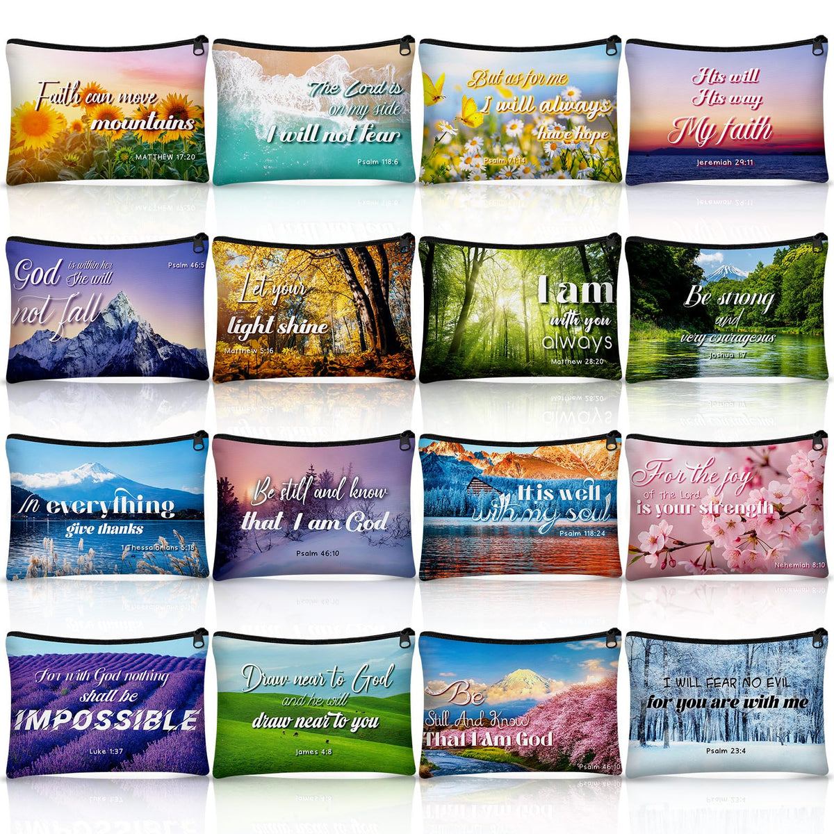 Pinkunn landscape canvas makeup bag with inspirational quote, ideal for travel