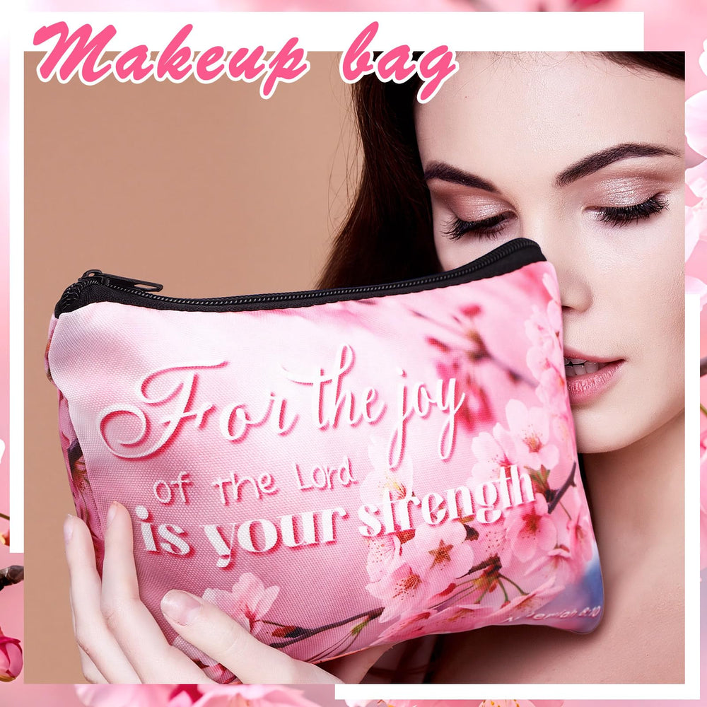 Pinkunn landscape canvas makeup bag, durable zipper, perfect for cosmetics and essentials