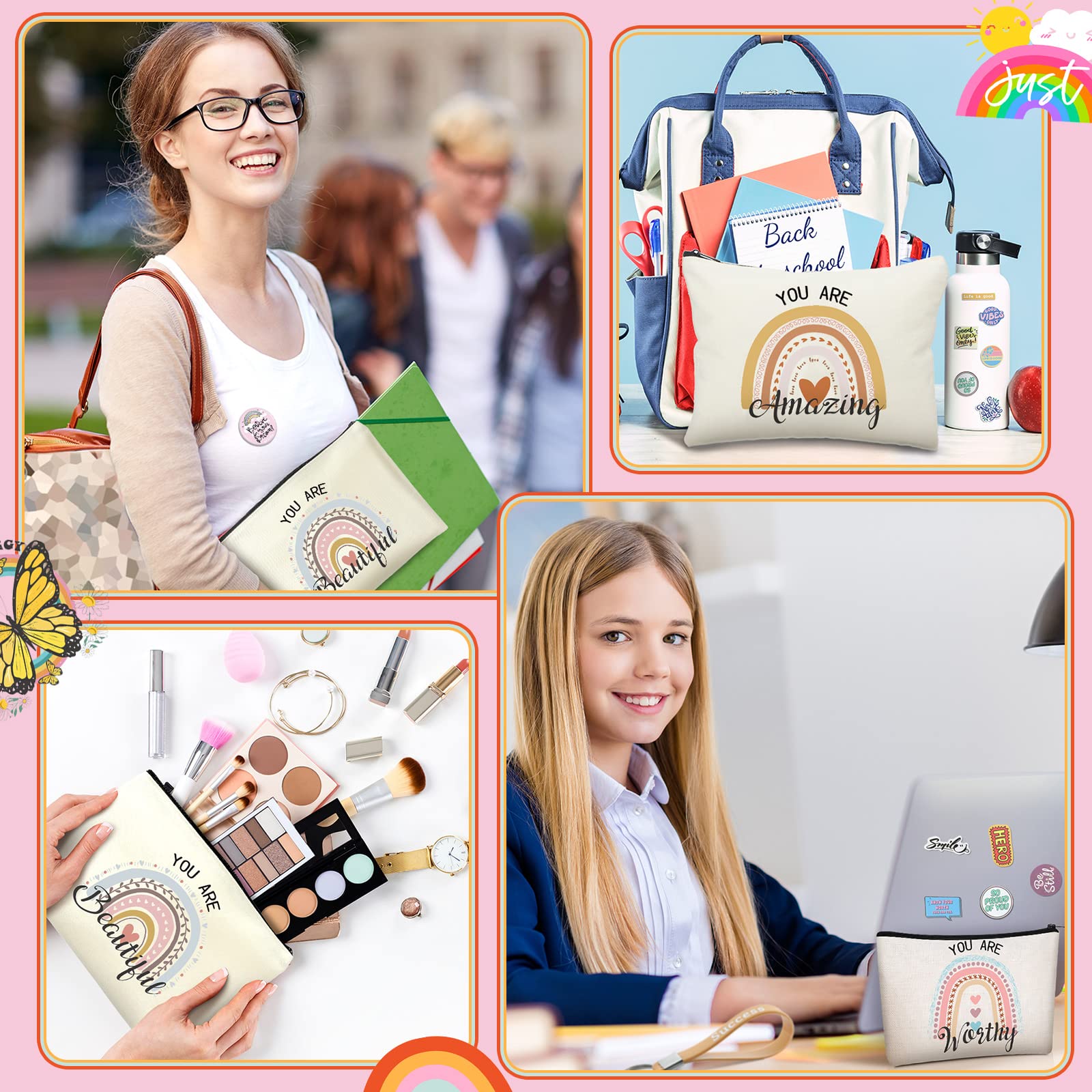 Pinkunn compact makeup bag dimensions 23x15x4 cm for travel