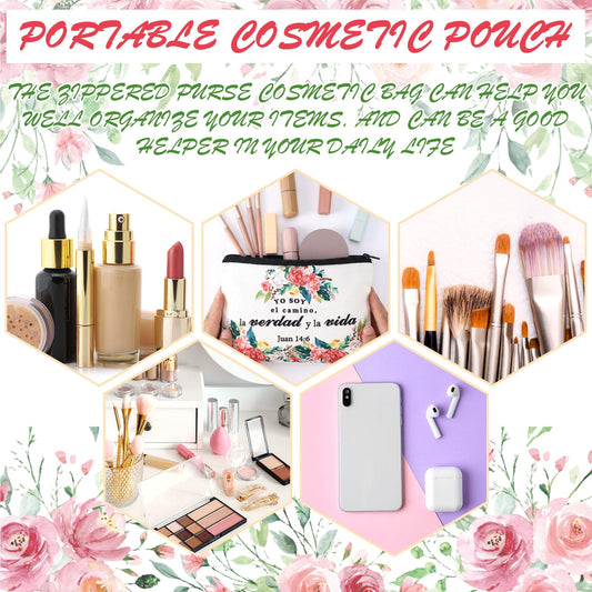 Pinkunn Spanish floral canvas makeup bag features vibrant patterns for personal style.