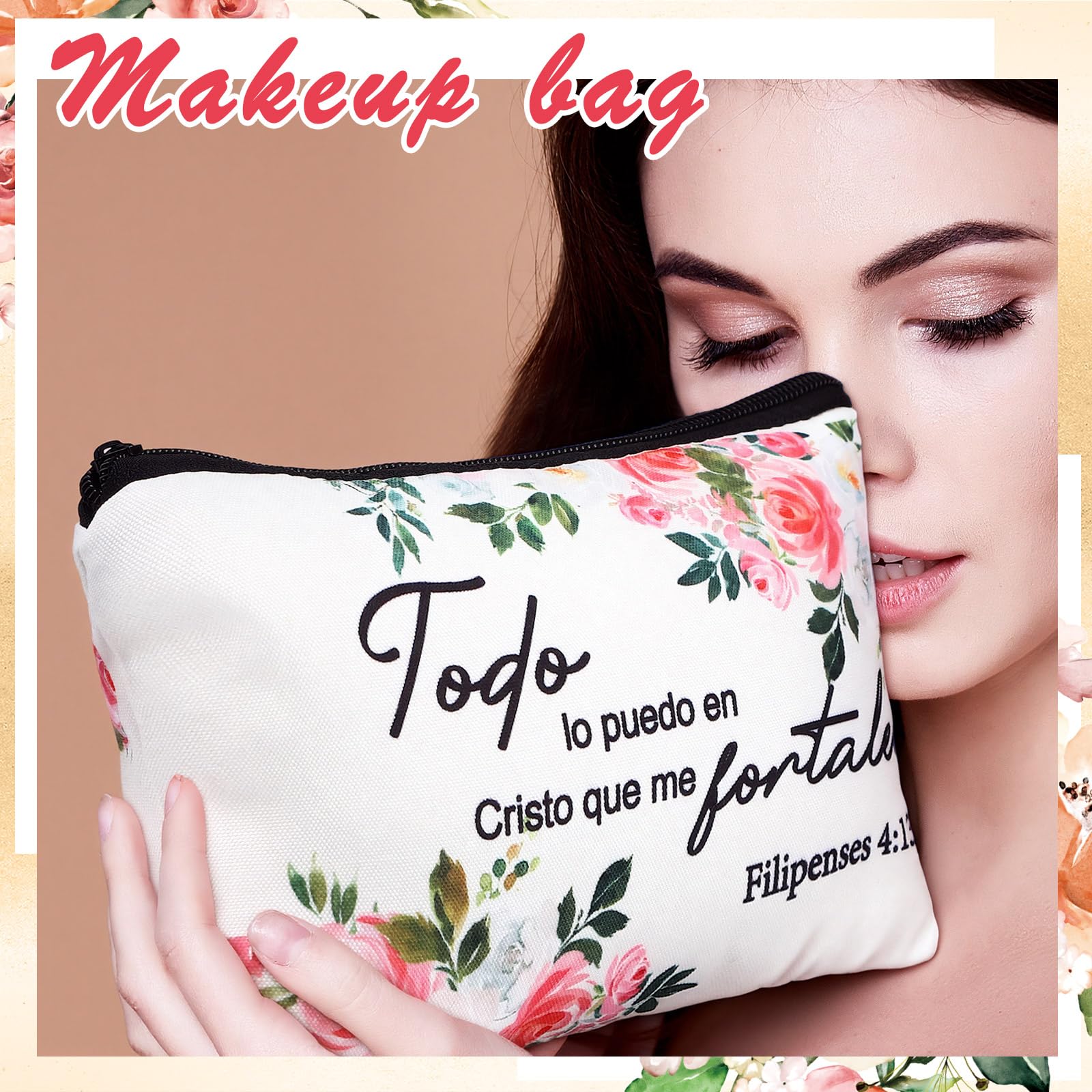 Pinkunn Spanish floral canvas travel organizer keeps small items neatly organized.
