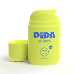 Pipa Sun-Sational SPF 30 bottle close-up showing mineral protection for daily use.