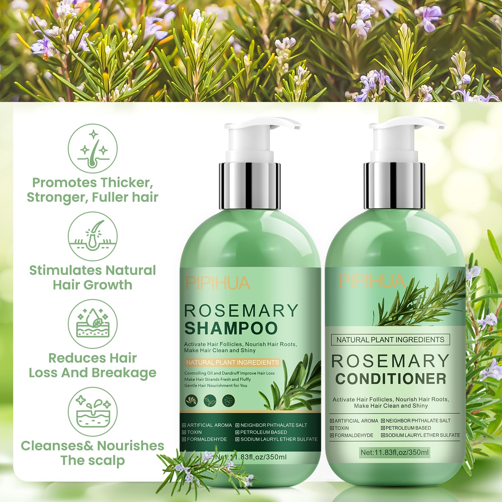 PIPIHUA rosemary tea-tree oil ingredients highlight natural scalp nourishment