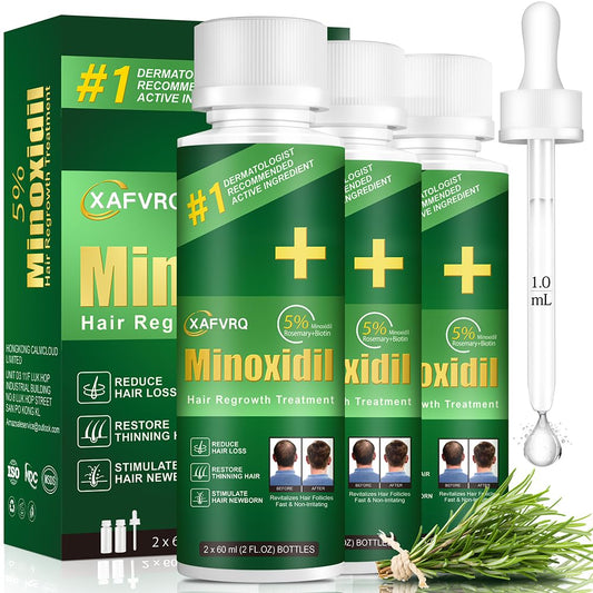 Pipuxi minoxidil bottle with 5% formula for targeted hair support.