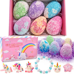 Piroo unicorn bath bombs with surprise inside, six-pack for bath time.