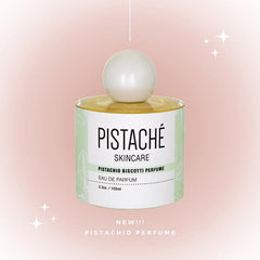 Pistaché Skincare packaging highlights the nutty gourmand aroma.