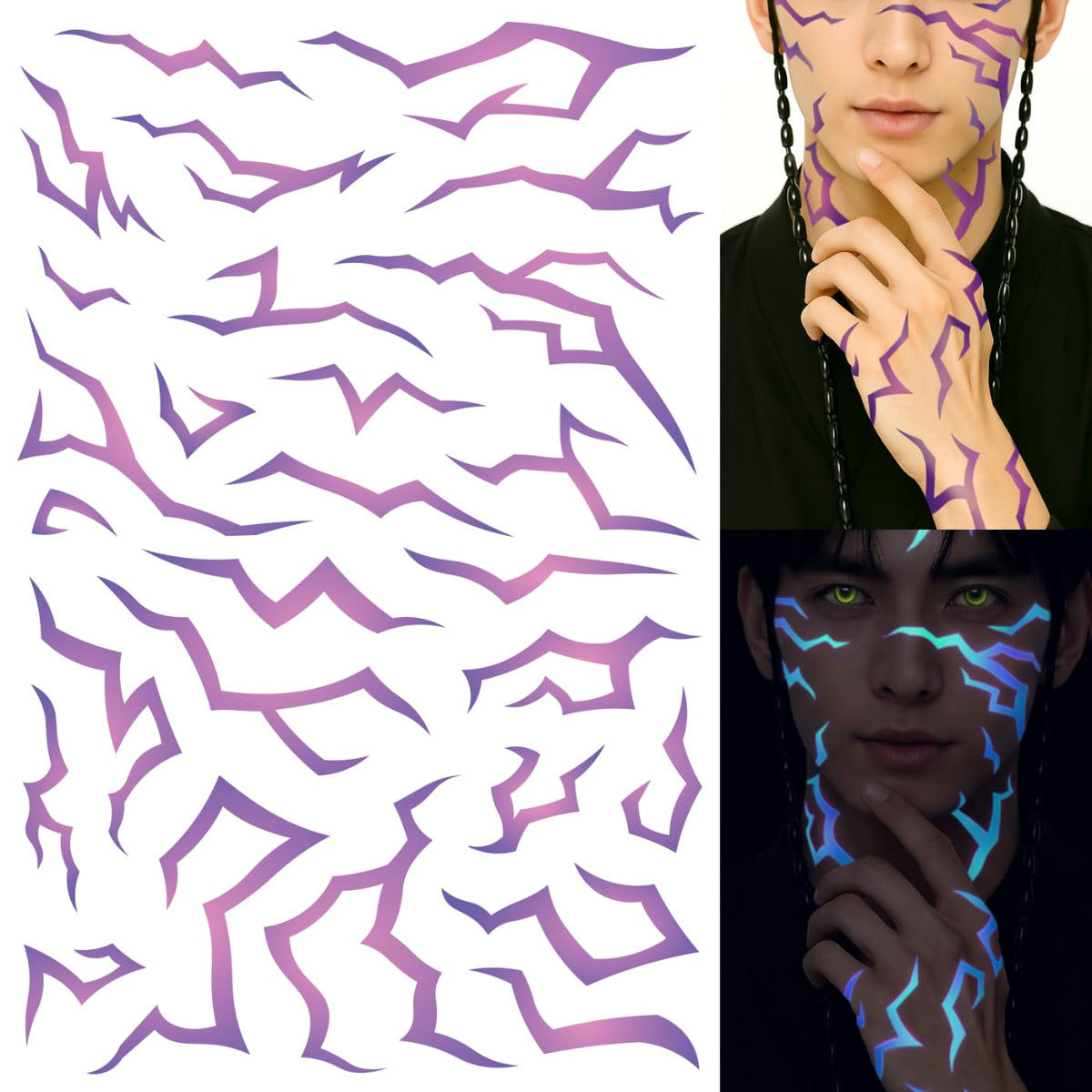 Pixel Hearts UV glow demon pattern tattoo glows under blacklight for bold party looks.