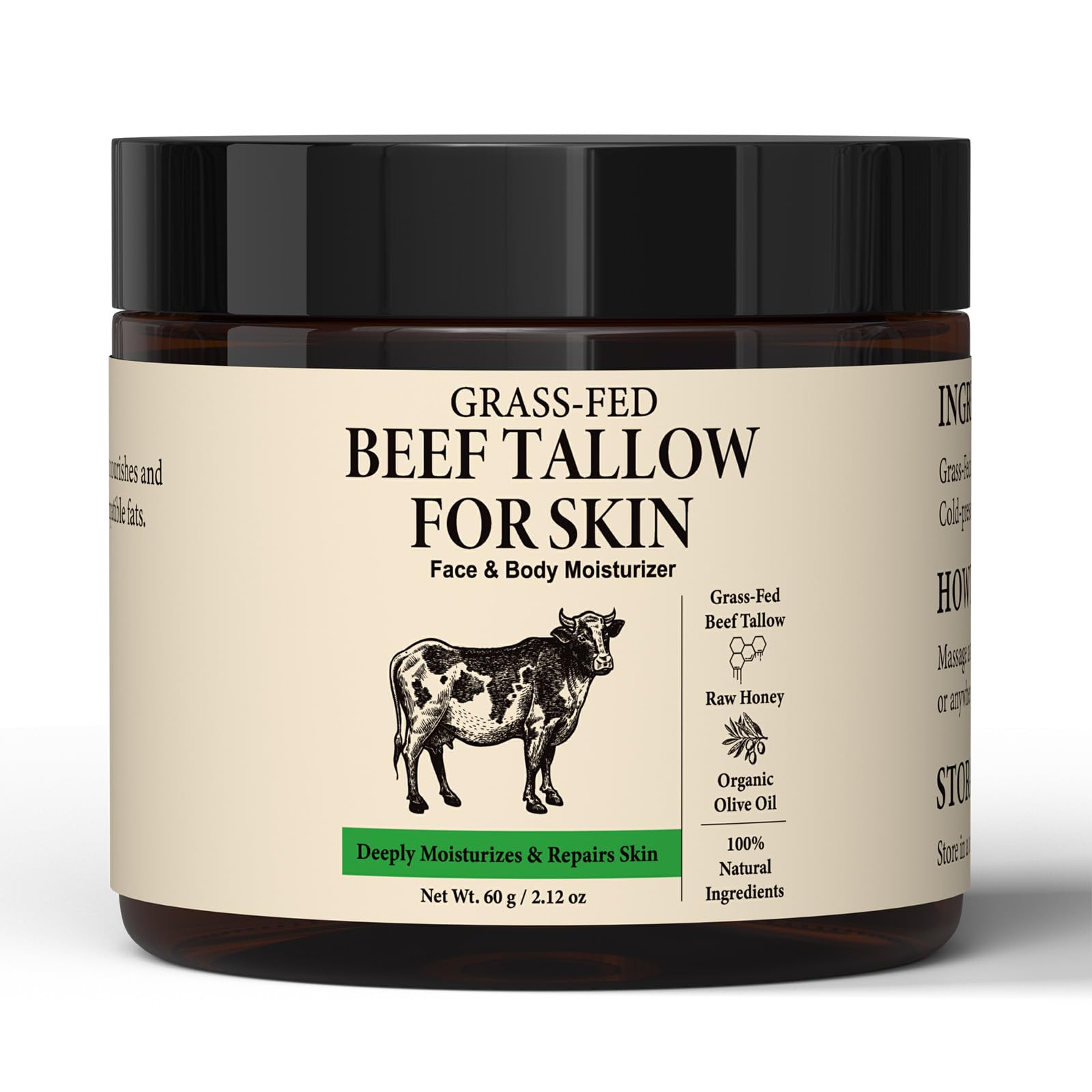 Pixellon Beef Tallow Honey Balm jar showcasing rich texture for deep hydration.