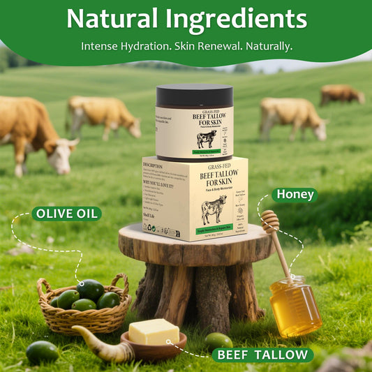 Pixellon Beef Tallow Honey Balm texture close-up shows light, fast-absorbing hydration.