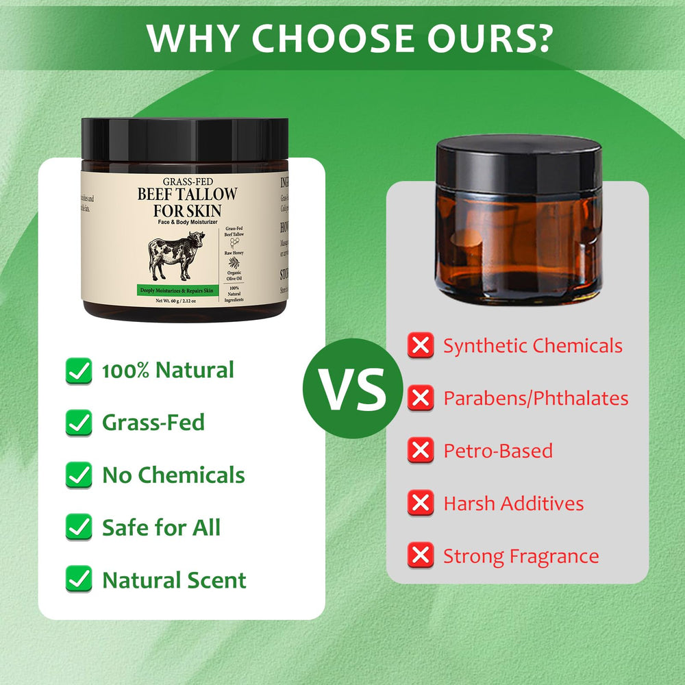 Pixellon label emphasizes organic grass-fed beef tallow.