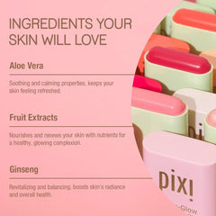 Pixi On-the-Glow blush CheekTone application on the cheek