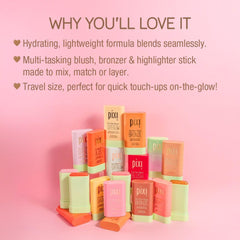 Pixi On-the-Glow highlighter PetalDew glow swatch for luminous finish