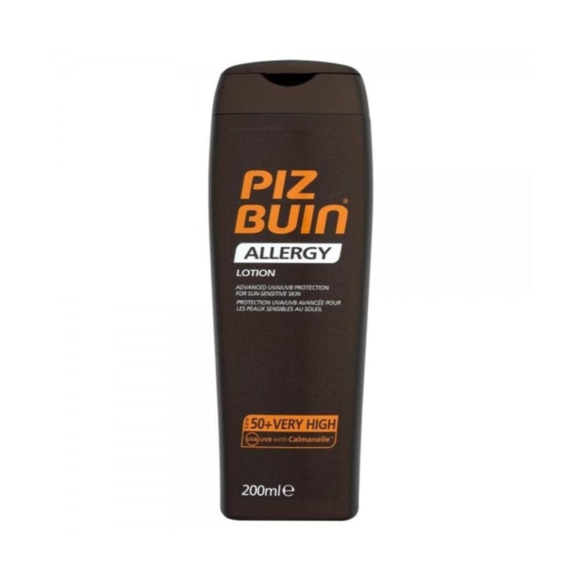Piz Buin Allergy Lotion SPF50+ packaging with a 200 ml bottle for daily protection.